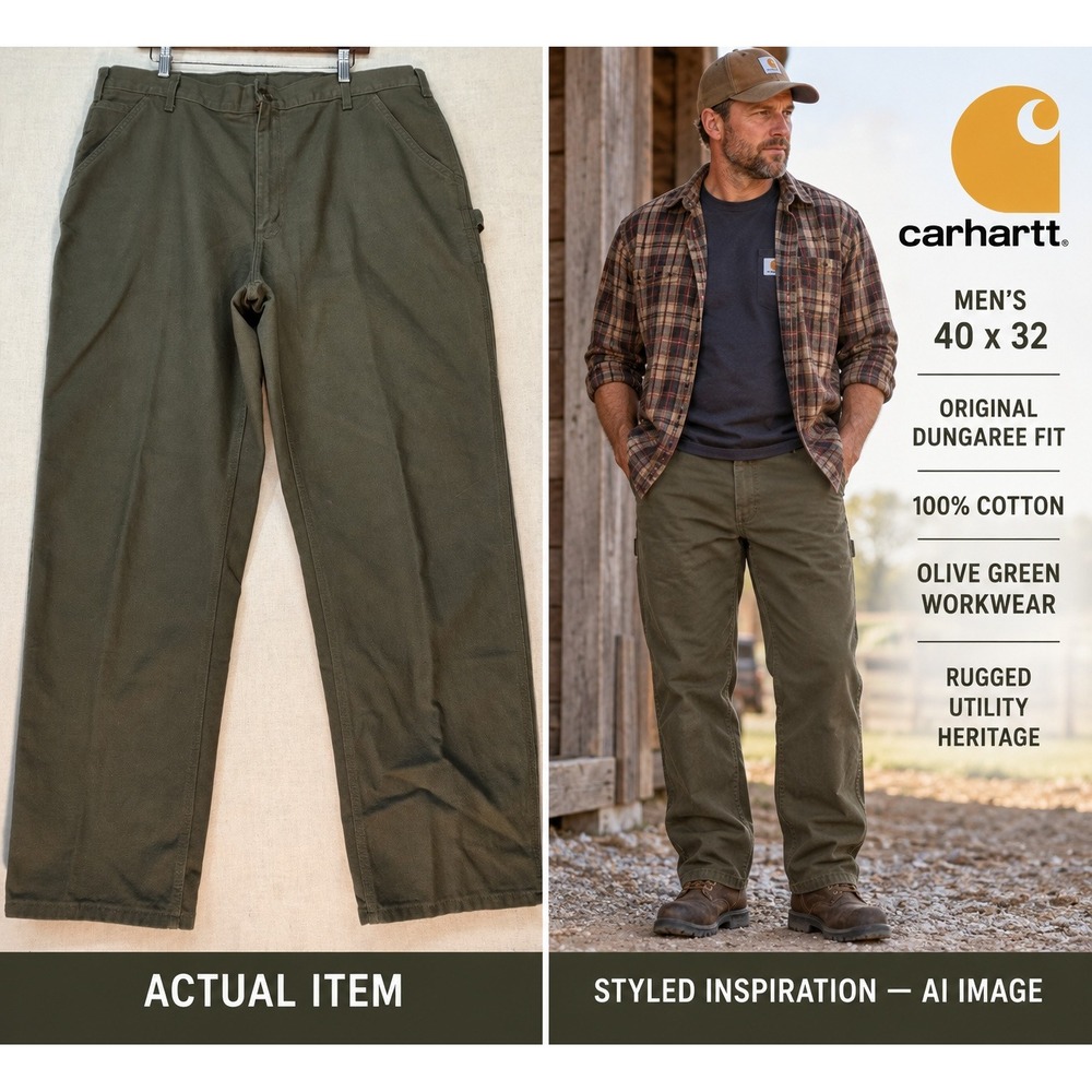 Carhartt B11 MOS Carpenter Pants Mens 40x32 Moss Green Duck Canvas Workwear